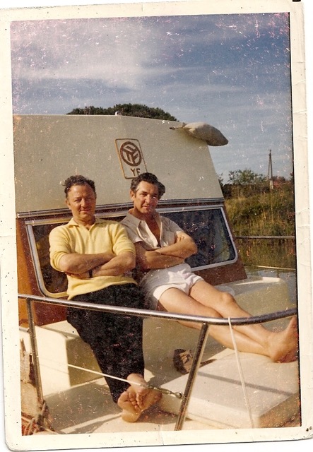 Cyril and Woolf Marmot on Canal du Midi, France